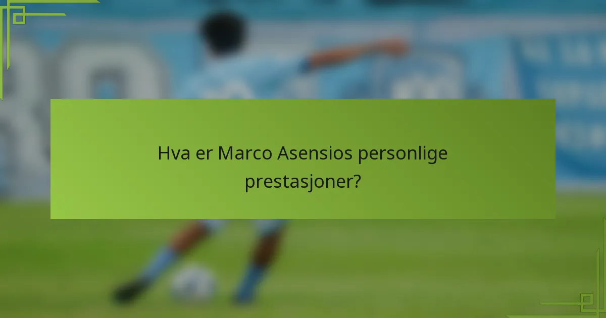 Hva er Marco Asensios personlige prestasjoner?