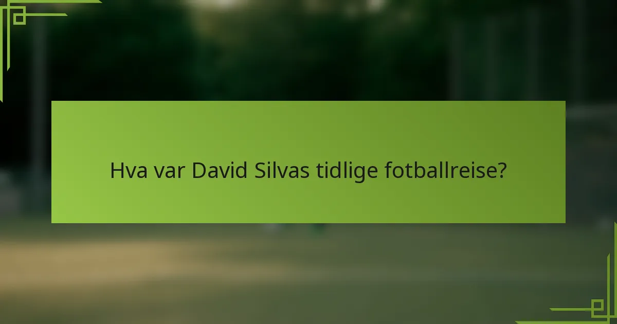 Hva var David Silvas tidlige fotballreise?