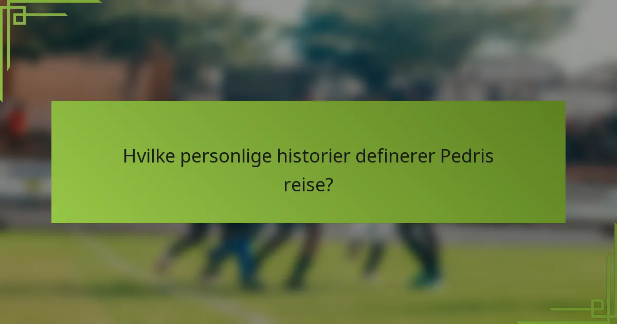 Hvilke personlige historier definerer Pedris reise?