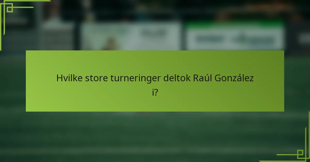 Hvilke store turneringer deltok Raúl González i?