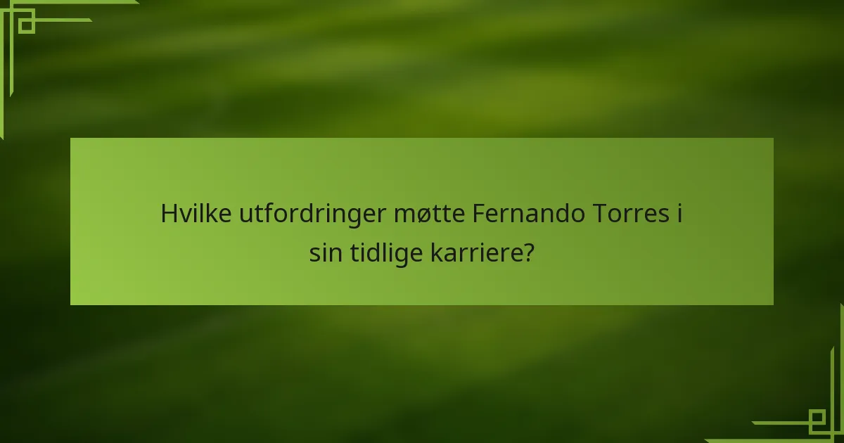 Hvilke utfordringer møtte Fernando Torres i sin tidlige karriere?