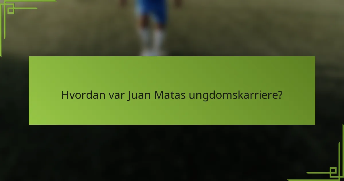 Hvordan var Juan Matas ungdomskarriere?